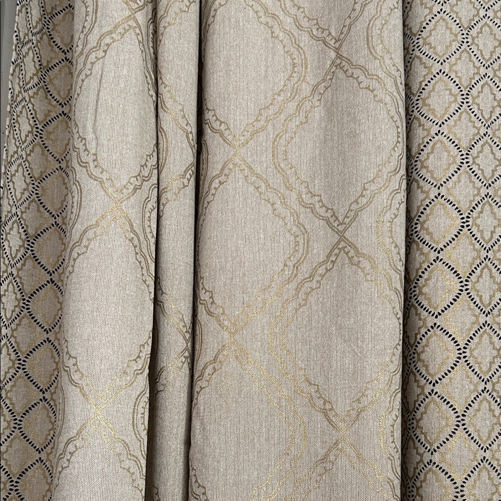 NWT - 4 - Anthropologie Cotton Printed Moroccan Style Tie Curtains 50 x 108 “